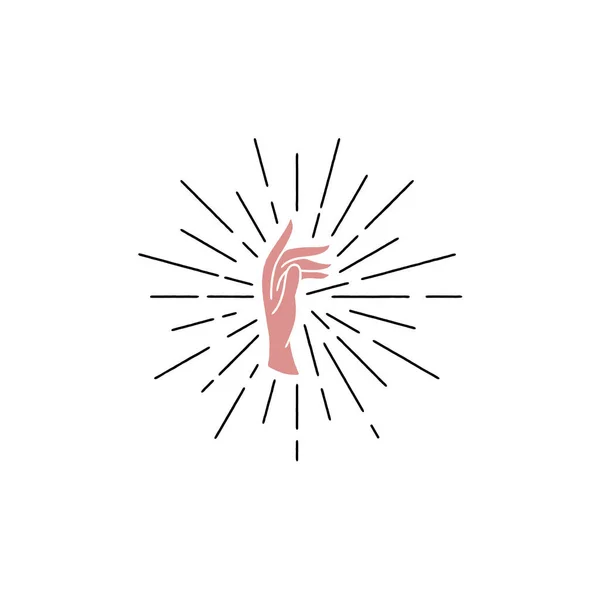 Вінтажна Хіпстерська Рука Намальована Елегантна Жіночі Руки Логотип Дизайн Векторні — стоковий вектор