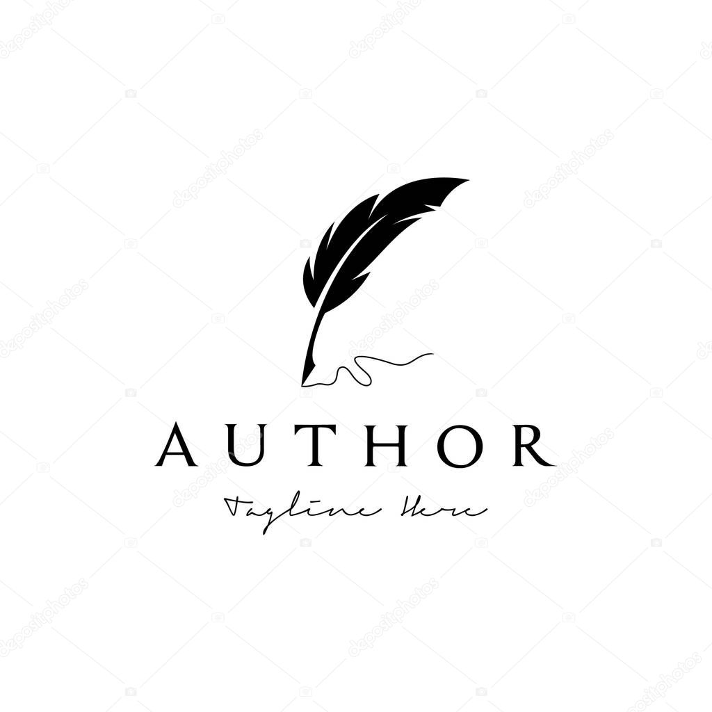 Vintage Feather Pen Handwriting Logo design vector