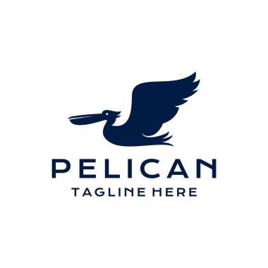 Pelikan kuş logosu tasarım vektör çizim şablonu