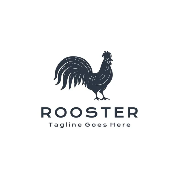 Rooster Chicken Hen Silhouette Vintage Retro Rooster Logo Design Illustration — Stock Vector