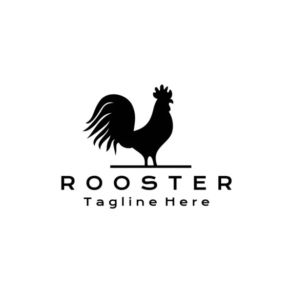 Rooster Chicken Hen Silhouette Vintage Retro Rooster Logo Design Illustration — Stock Vector