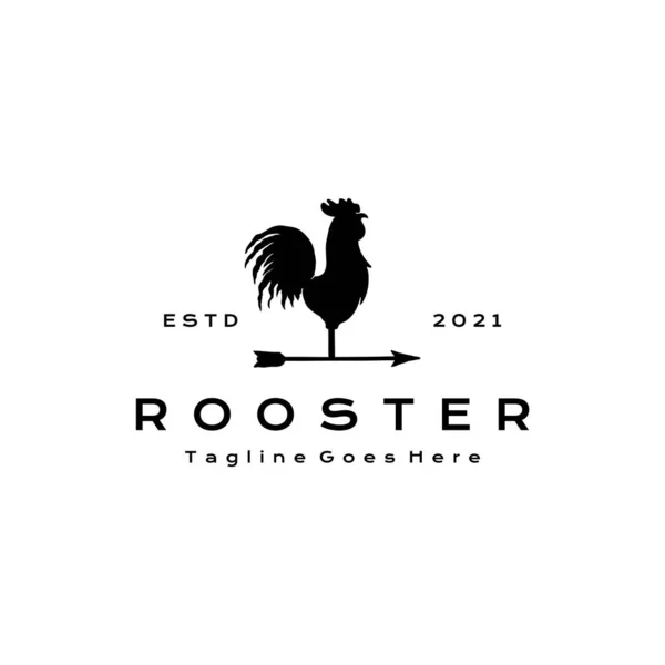 Rooster Silhouette Logo Arrow Icon Illustration — Stock Vector