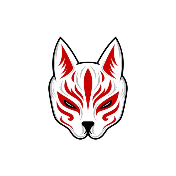 Illustration Masque Kitsune Masque Traditionnel Japonais Kitsune Kabuki Lapin Renard — Image vectorielle