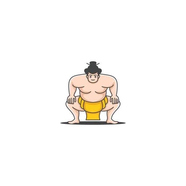 Logotipo Lutador Sumo Gordo Homem Com Excesso Peso Japonês Tradicional — Vetor de Stock