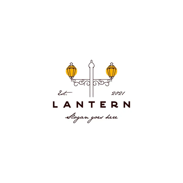 Latarnia Classic Street Lampa Vintage Wektor Projektowania Logo — Wektor stockowy
