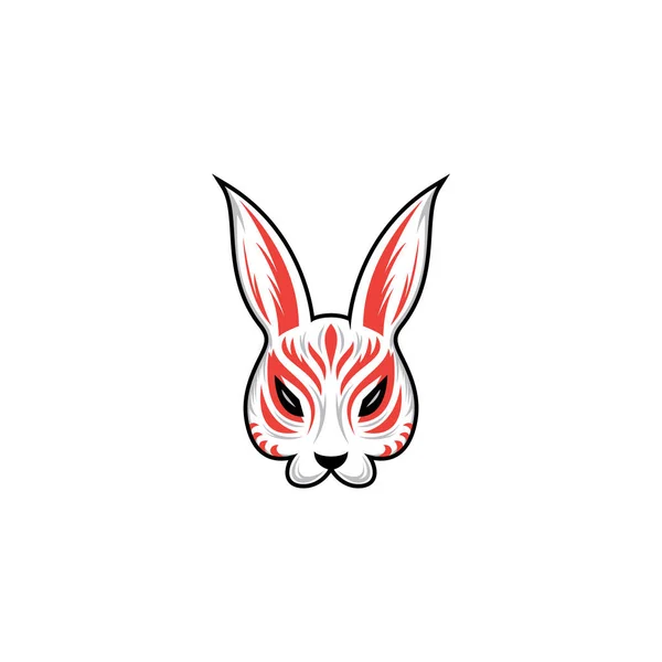 Kitsune Maskesi Çizimi Japon Geleneksel Maskesi Kitsune Kabuki Tavşancık Tilki Stok Vektör