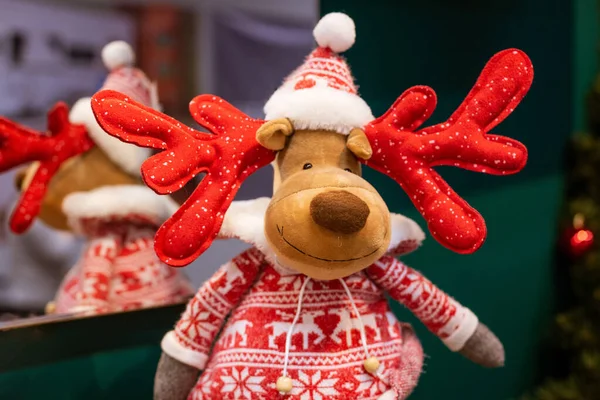 Soft toy Christmas deer close up