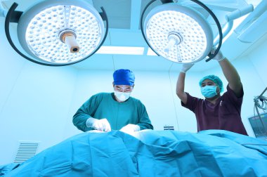 Ameliyathanede iki veteriner cerrah var.