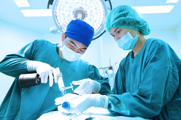 Dois cirurgiões veterinários na sala de operações — Fotografia de Stock