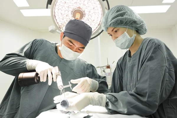 Two veterinarian surgeons in operating room — Stock Photo, Image