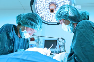 Ameliyathanede iki veteriner cerrah var.