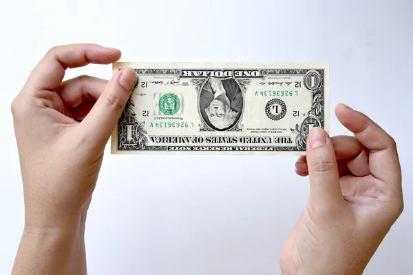One dollars bill on hand — Stock Photo, Image