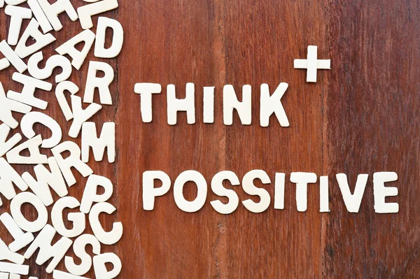 Word think possitive made with block wooden letters — Stock Photo, Image
