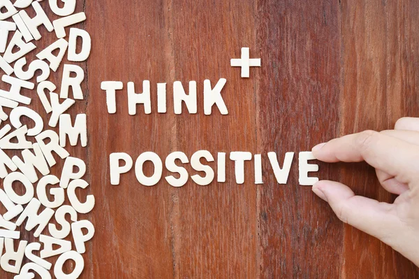 Word think possitive  made with block wooden letters — Stock Photo, Image