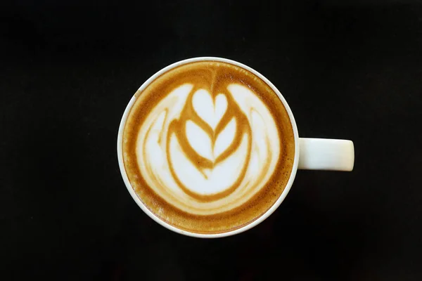 Egy Csésze Latte Art Kávé Háttérben — Stock Fotó