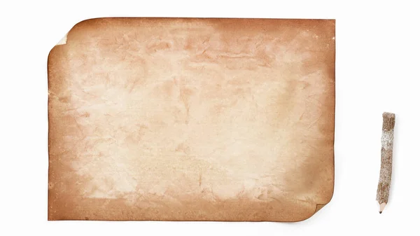 Oude Papieren Textuur Potlood Geïsoleerd Witte Achtergrond — Stockfoto