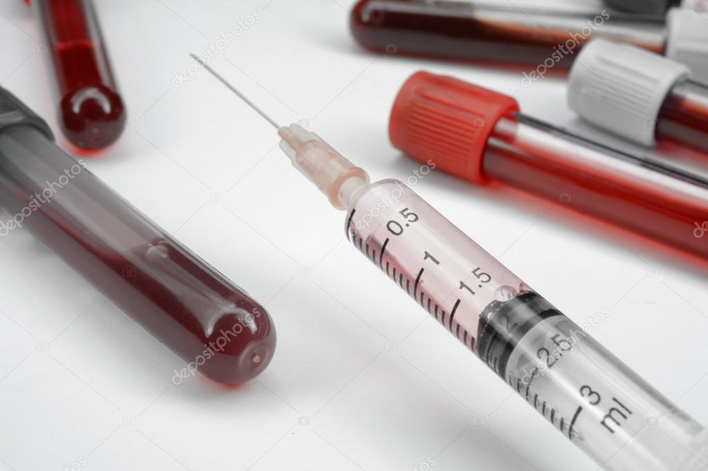 Syringe and blood test tube