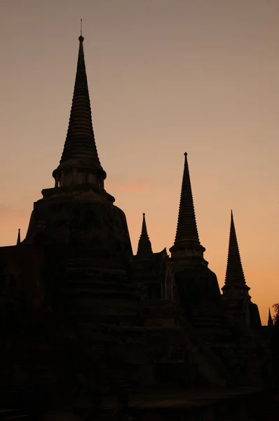 Silhouette de Wat Phra Sri Sanphet, Thaïlande — Photo