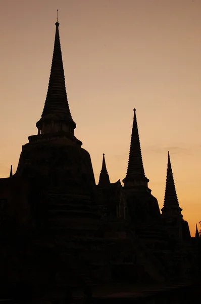 Silhouette di Wat Phra Sri Sanphet, Thailandia — Foto Stock