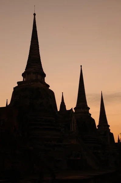 Silhueta de Wat Phra Sri Sanphet, Tailândia — Fotografia de Stock