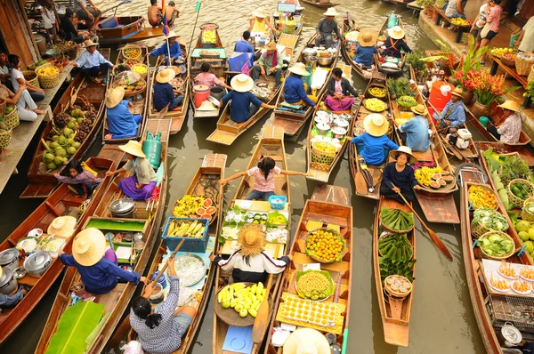 Amphawa Mercado flotante, Tailandia — Foto de Stock