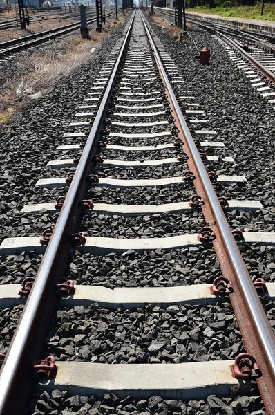 Railway or railroad tracks for train transportation Stock Image