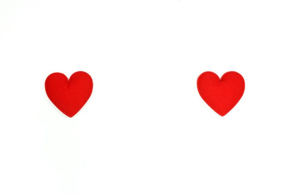 두 미니 패브릭 심장 흰색 배경에 대 한 절연 — 스톡 사진