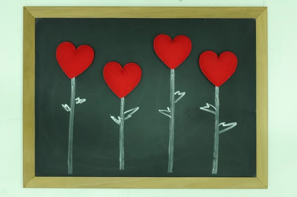 Láska srdce na tabuli — Stock fotografie