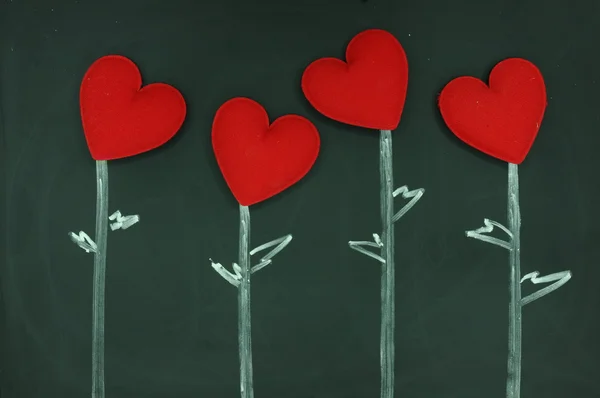 Miłość serca na tablicy szkolnej — Zdjęcie stockowe