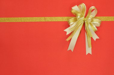 Altın şerit ve arka plan için kırmızı yay