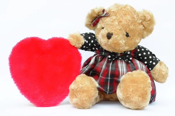 Nounours romantique avec coeur rouge — Photo