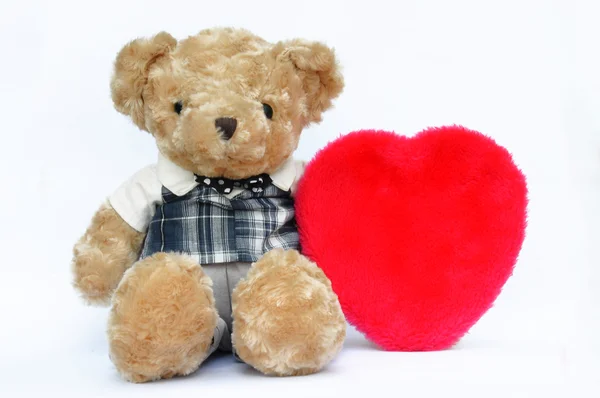 Nounours romantique avec coeur rouge — Photo