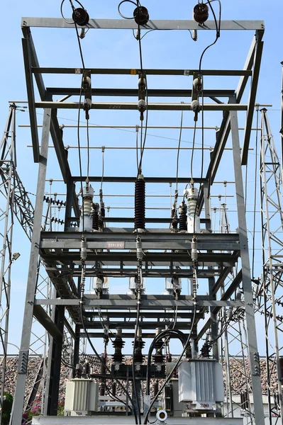 High-voltage substation with switches and disconnectors — Stock Photo, Image