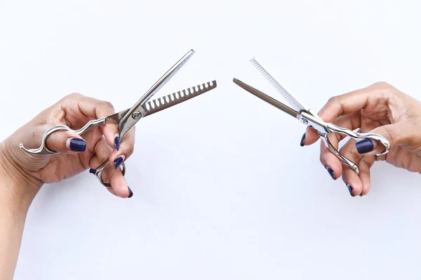 Hair's scissors in hands — Stock Photo, Image