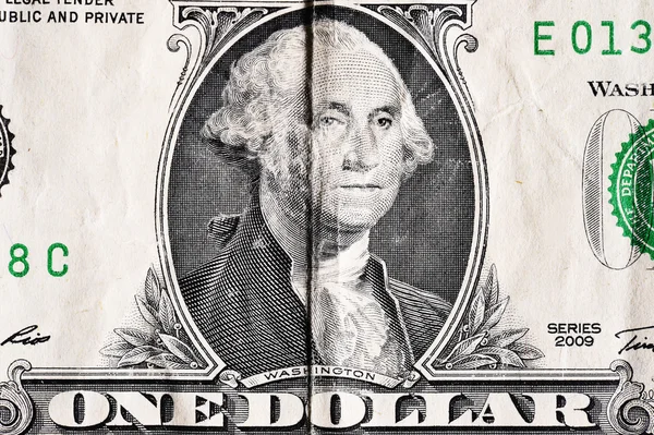Портрет президента Вашингтона на однодолларовой купюре — стоковое фото