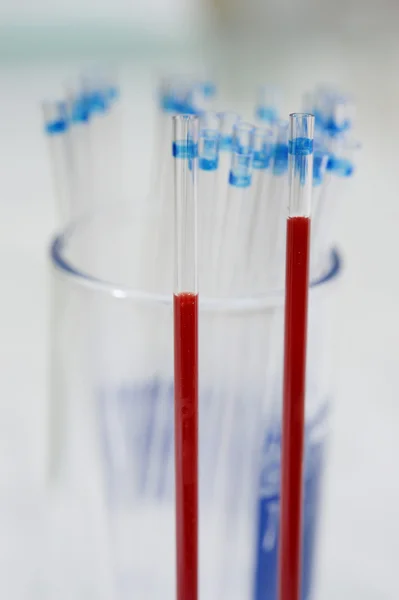 Blood sampling with needle for analysis — Stock Photo, Image