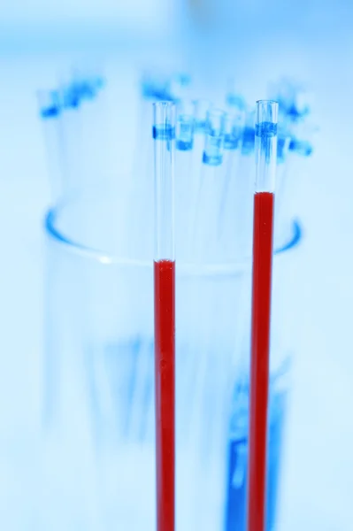 Blood sampling with needle for analysis take with blue filter — Stock Photo, Image