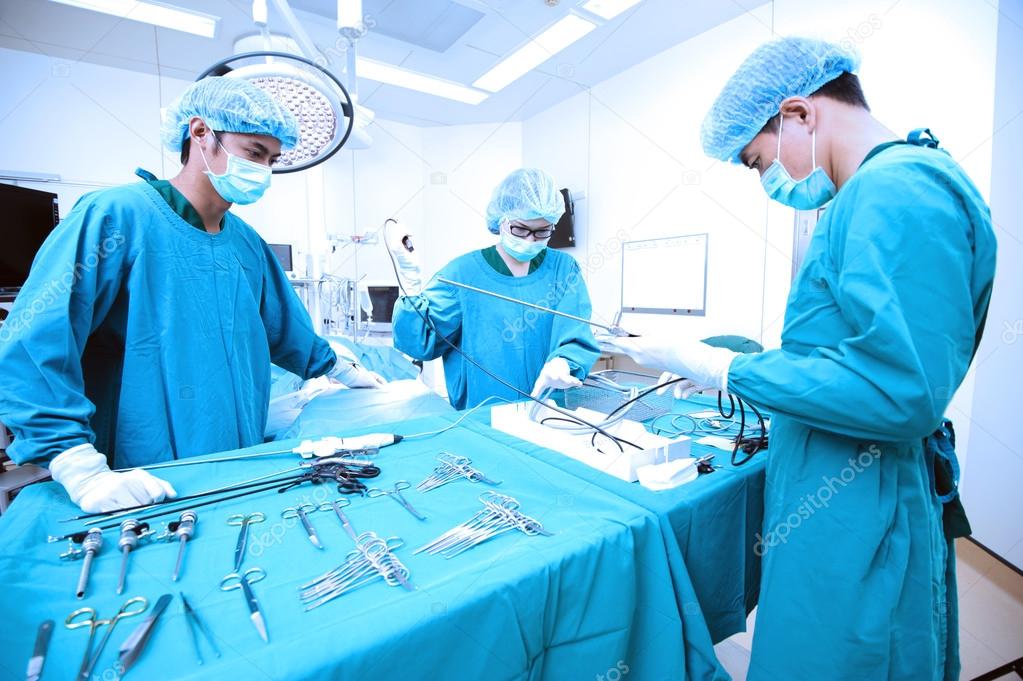 Veterinarian surgeons in operation room