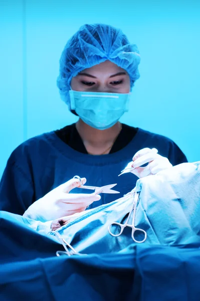 兽医外科医生在手术室里的肖像 — 图库照片