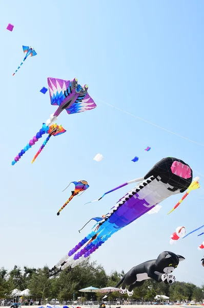 CHA- AM BEACH - MARCH 28: Thailand International Kite Festival — Stock Photo, Image