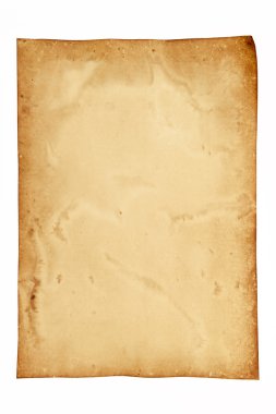Beyaz arkaplanda izole edilmiş eski kağıt