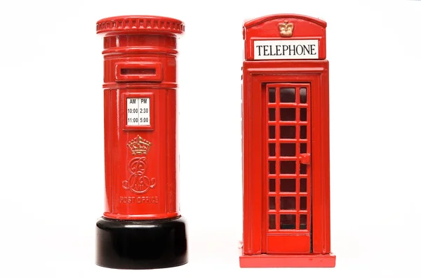 London postbox och telefon box — Stockfoto