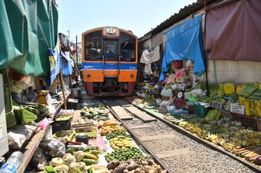 The famous railway markets at Maeklong clipart