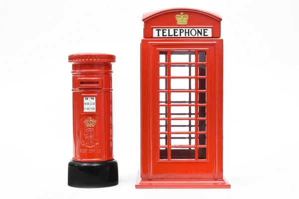 Londra postbox ve telefon kutusu — Stok fotoğraf