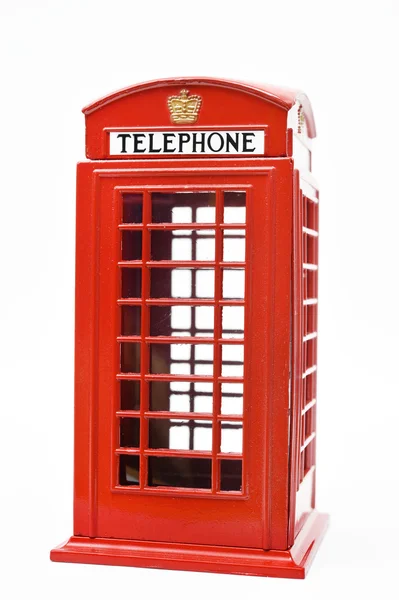 Cabine de telefone vermelho isolado no fundo branco — Fotografia de Stock