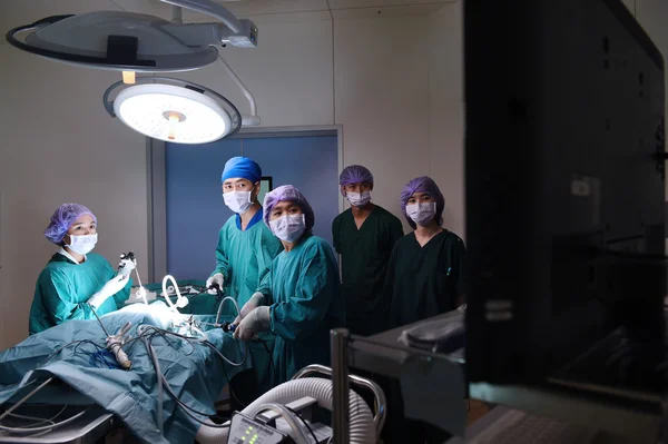 Grupo de cirurgia veterinária na sala de operação — Fotografia de Stock