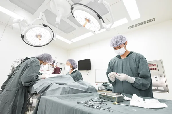 Groep van dierenarts chirurgie in operatie kamer — Stockfoto