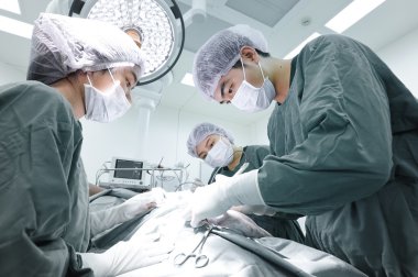 Veteriner Cerrahi operasyon odasında grup