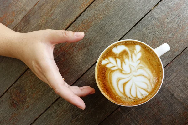 Una taza de café con leche arte — Foto de Stock