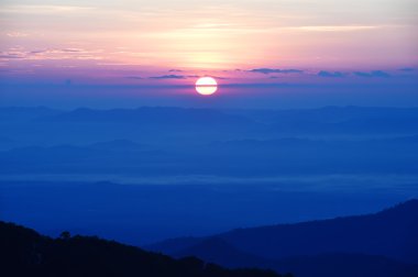 güzel günbatımı, dağlar